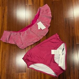 New NWT‎ Calvin Klein Trina Turk Bikini Swim Set Two Piece Ruffle High 6 / M